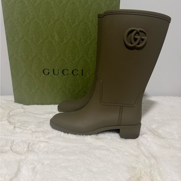 Gucci Women’s Double GG Vint Green Wellington Boots - Size EU35/US5 - Picture 4 of 7